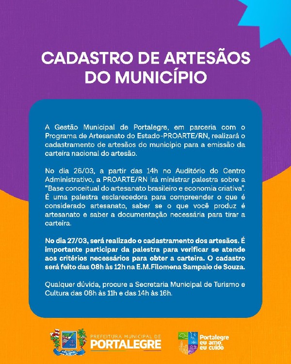 CADASTRO DE ARTESÃOS DO MUNICÍPIO